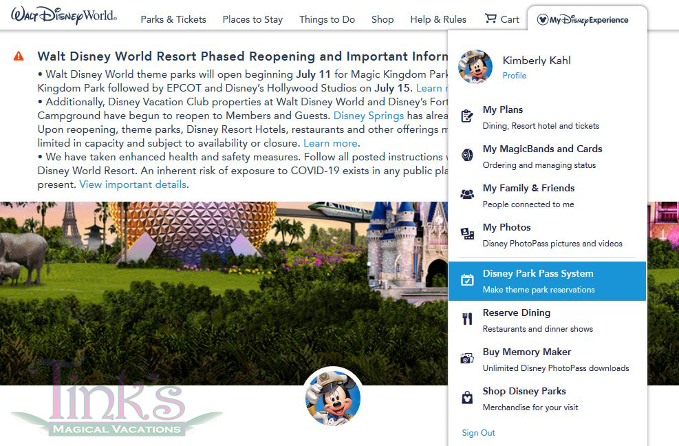 Walt Disney World Reservations: How to Make a Park Pass Reservation